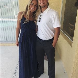 Striped navy jumpsuit